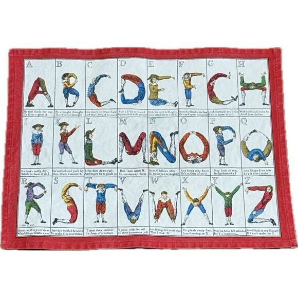 Vintage fabric, alphabet, yoga, placemats set of 4 - Picture 2 of 4